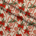 Candy Cane Evergreen Pattern 1 Minky Fabric — plush minky folded close-up preview (mv-minky-v1:lying)