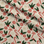 Candy Cane Evergreen Pattern 10 Minky Fabric — plush minky folded close-up preview (mv-minky-v1:lying)