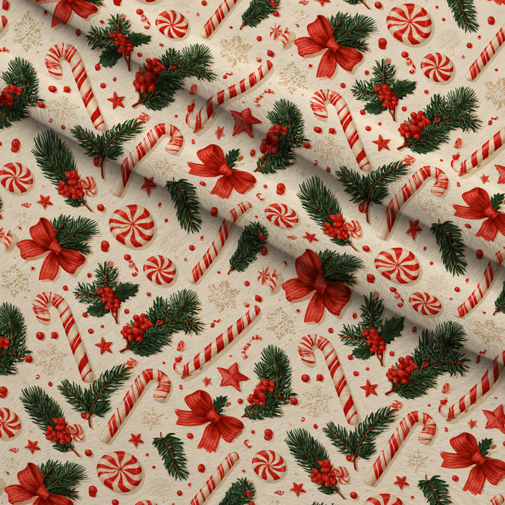 Candy Cane Evergreen Pattern 15 Minky Fabric — plush minky folded close-up preview (mv-minky-v1:lying)