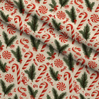 Candy Cane Evergreen Pattern 19 Minky Fabric — plush minky folded close-up preview (mv-minky-v1:lying)