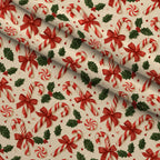 Candy Cane Evergreen Pattern 20 Minky Fabric — plush minky folded close-up preview (mv-minky-v1:lying)