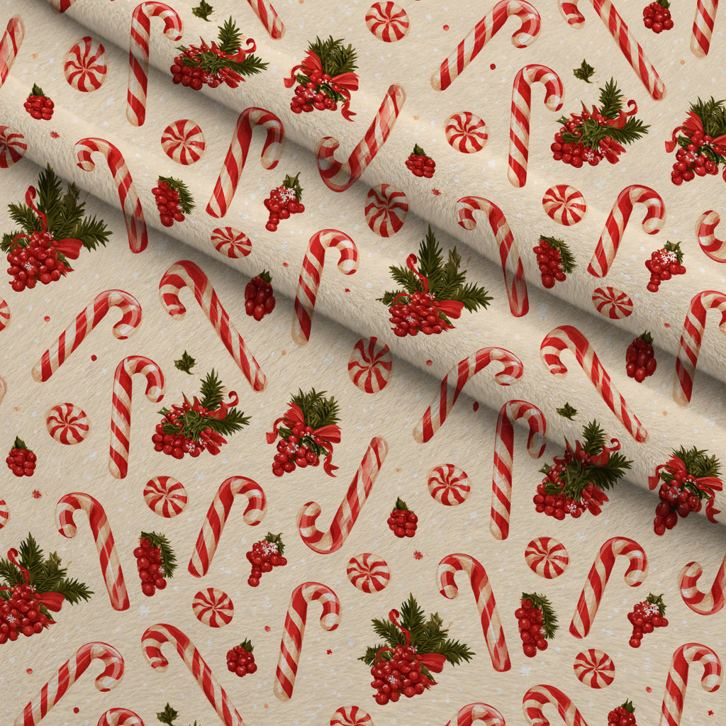 Candy Cane Evergreen Pattern 6 Minky Fabric — plush minky folded close-up preview (mv-minky-v1:lying)