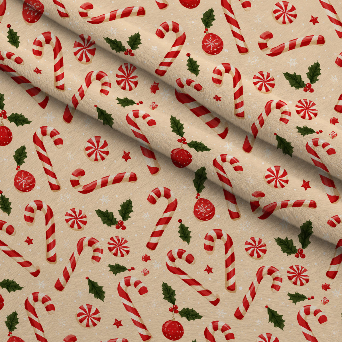 Candy Cane Evergreen Pattern 7 Minky Fabric — plush minky folded close-up preview (mv-minky-v1:lying)