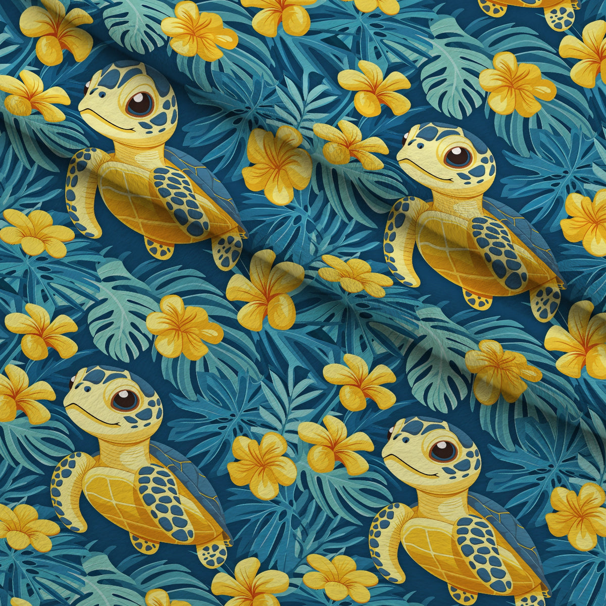 Cartoon Baby Sea Turtles Minky Fabric — plush minky folded close-up preview (mv-minky-v1:lying)