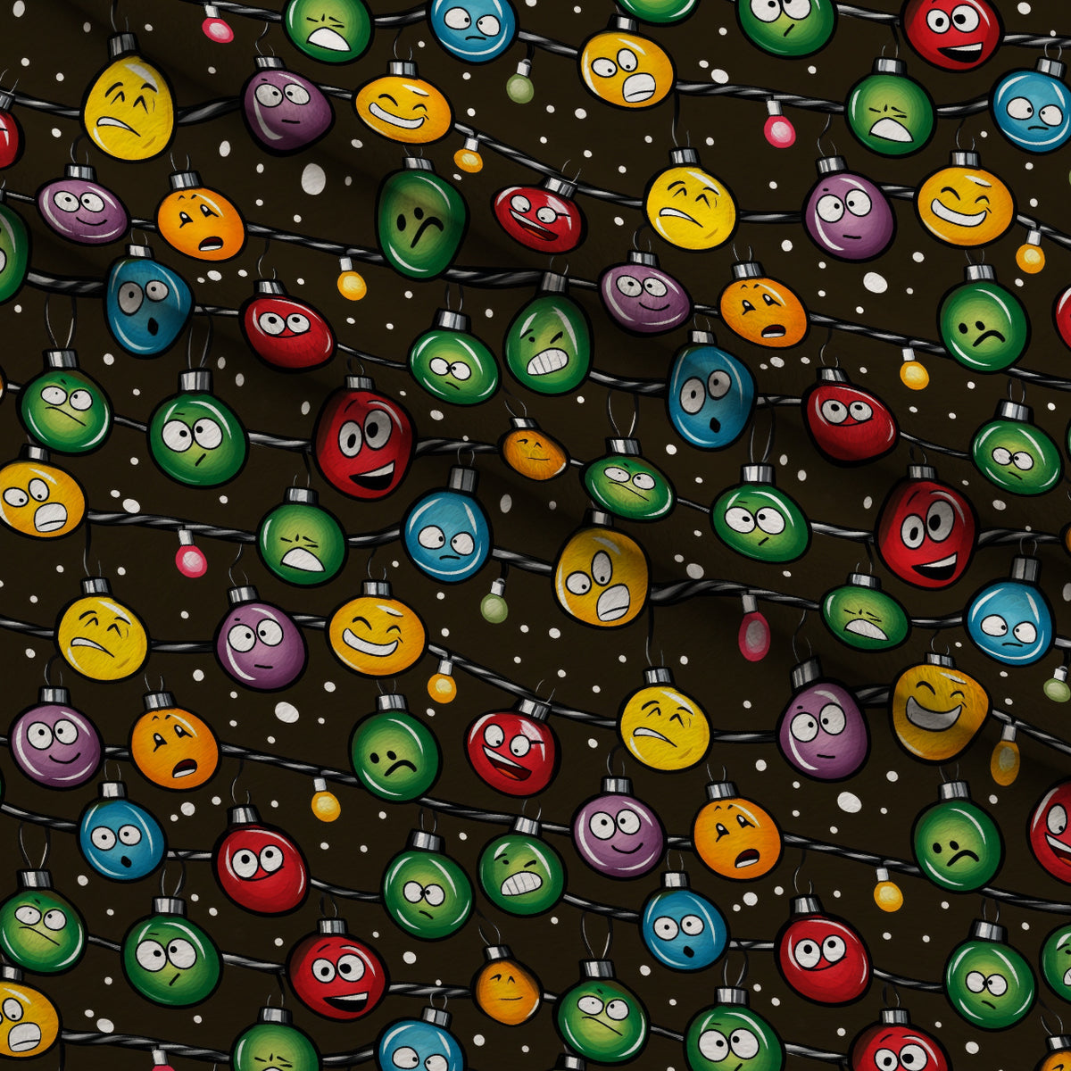 Cartoon Christmas Lights Minky Fabric — plush minky folded close-up preview (mv-minky-v1:lying)
