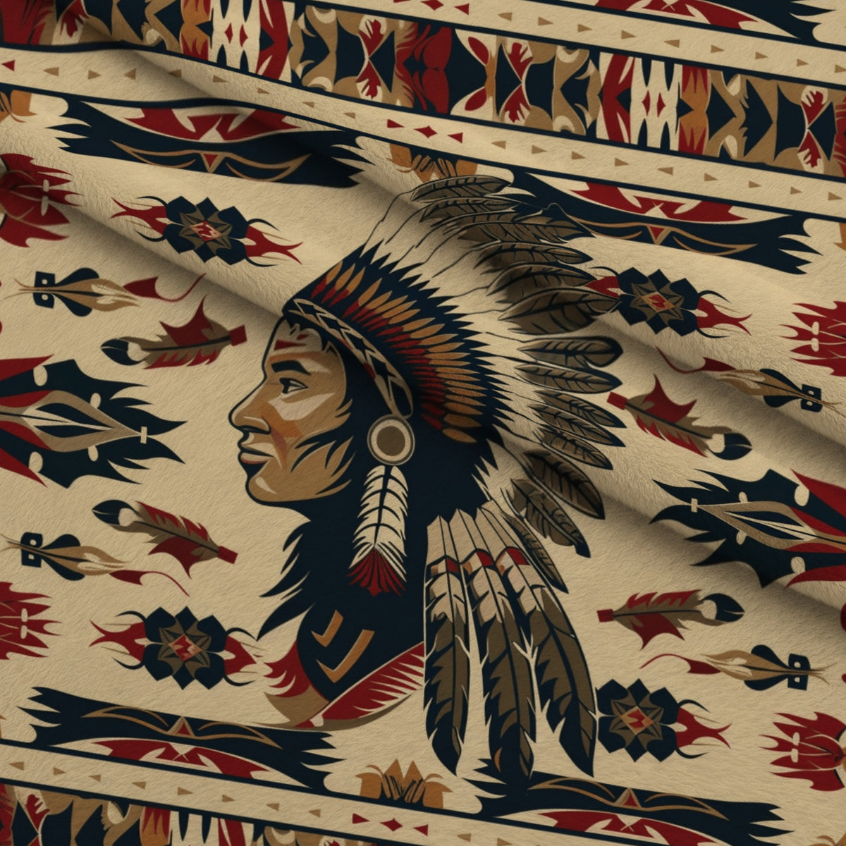Chieftain Spirit Pattern 1 Minky Fabric — plush minky folded close-up preview (mv-minky-v1:lying)