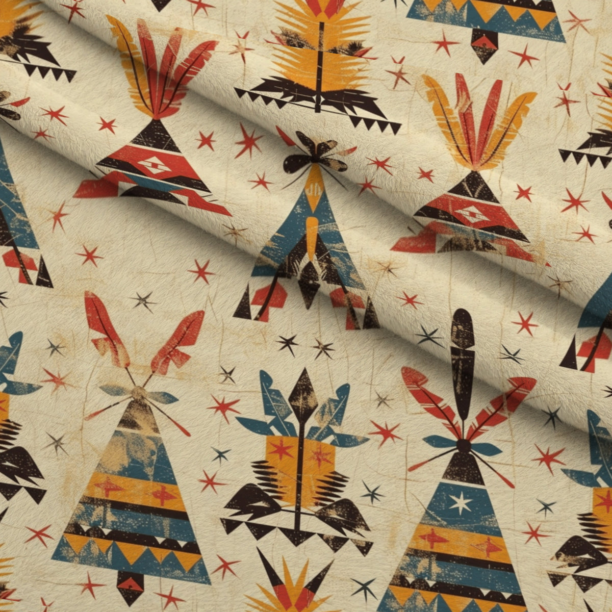 Chieftain Spirit Pattern 11 Minky Fabric — plush minky folded close-up preview (mv-minky-v1:lying)