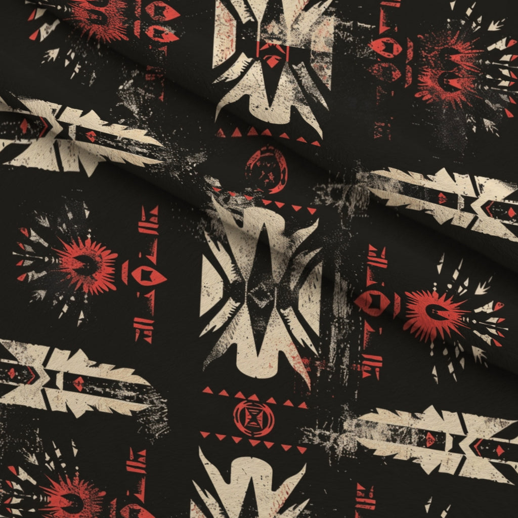 Chieftain Spirit Pattern 6 Minky Fabric — plush minky folded close-up preview (mv-minky-v1:lying)