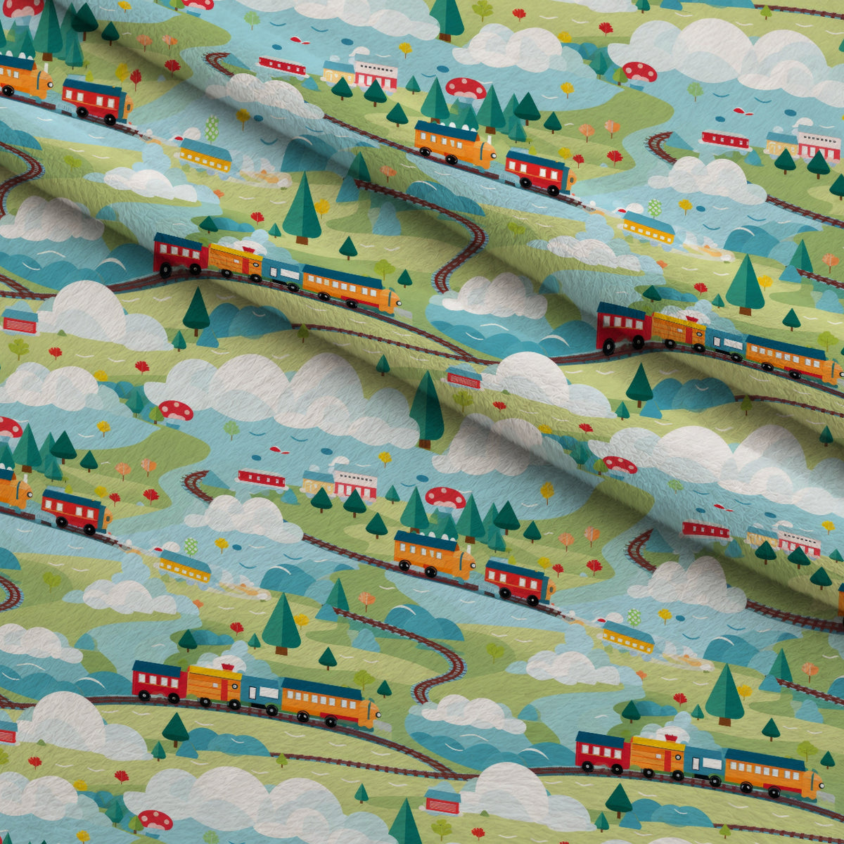 Choo Choo Village Pattern 12 Minky Fabric — plush minky folded close-up preview (mv-minky-v1:lying)