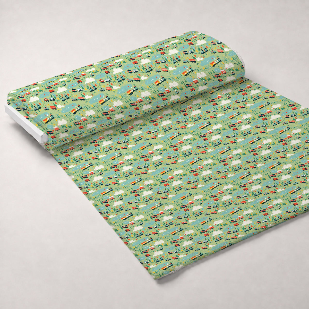 Choo Choo Village Pattern 13 Minky Fabric — plush minky unrolled bolt preview (mv-minky-v1:bolt)