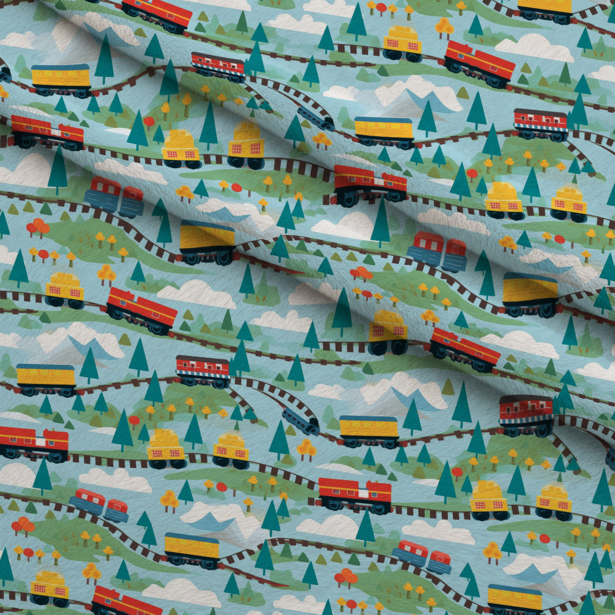 Choo Choo Village Pattern 14 Minky Fabric — plush minky folded close-up preview (mv-minky-v1:lying)