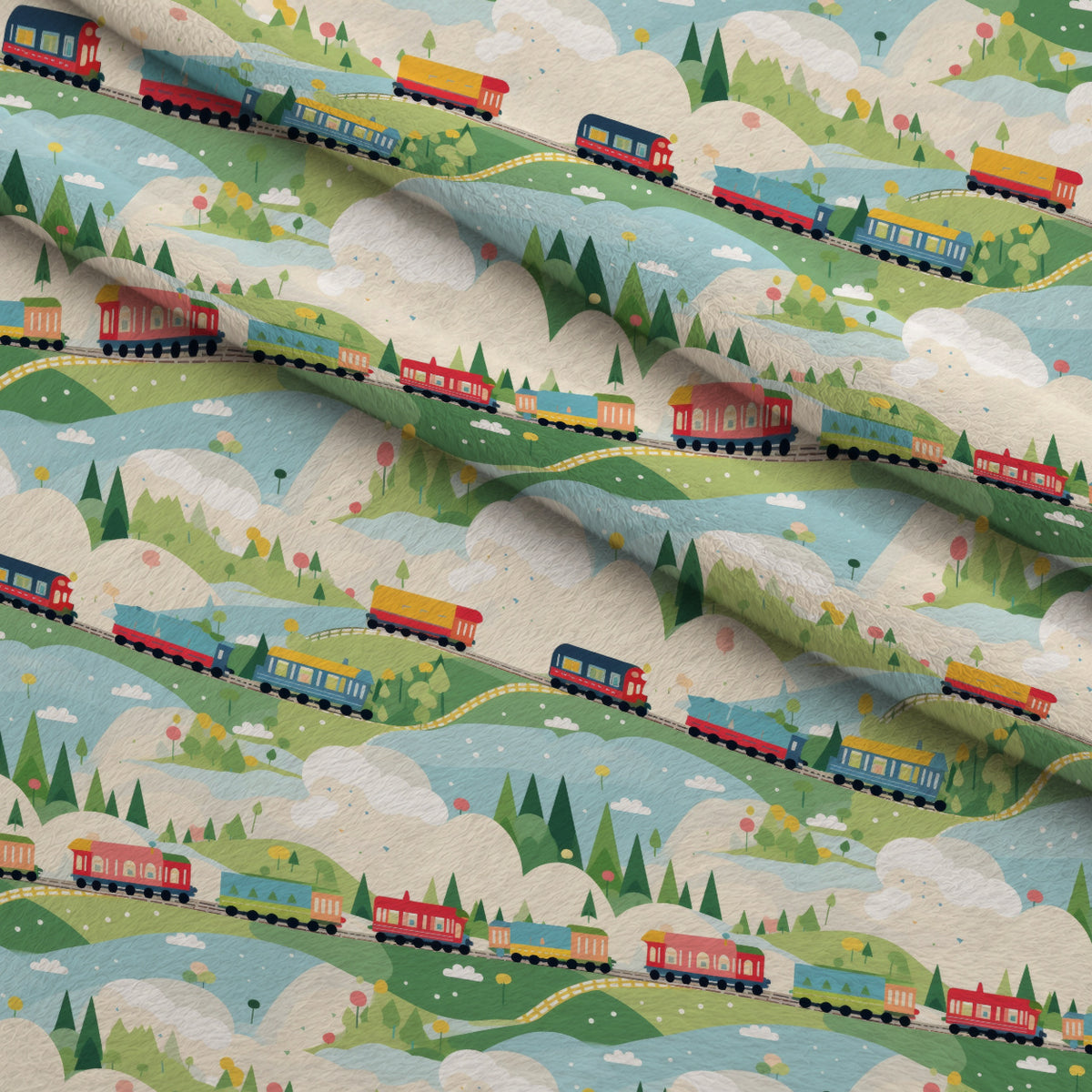 Choo Choo Village Pattern 17 Minky Fabric — plush minky folded close-up preview (mv-minky-v1:lying)