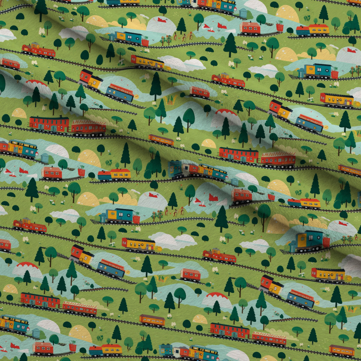 Choo Choo Village Pattern 18 Minky Fabric — plush minky folded close-up preview (mv-minky-v1:lying)