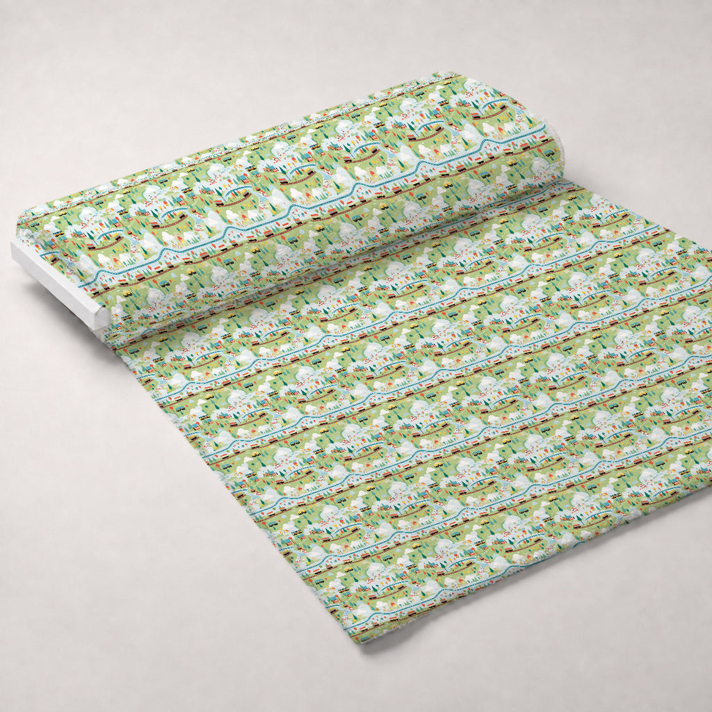 Choo Choo Village Pattern 19 Minky Fabric — plush minky unrolled bolt preview (mv-minky-v1:bolt)