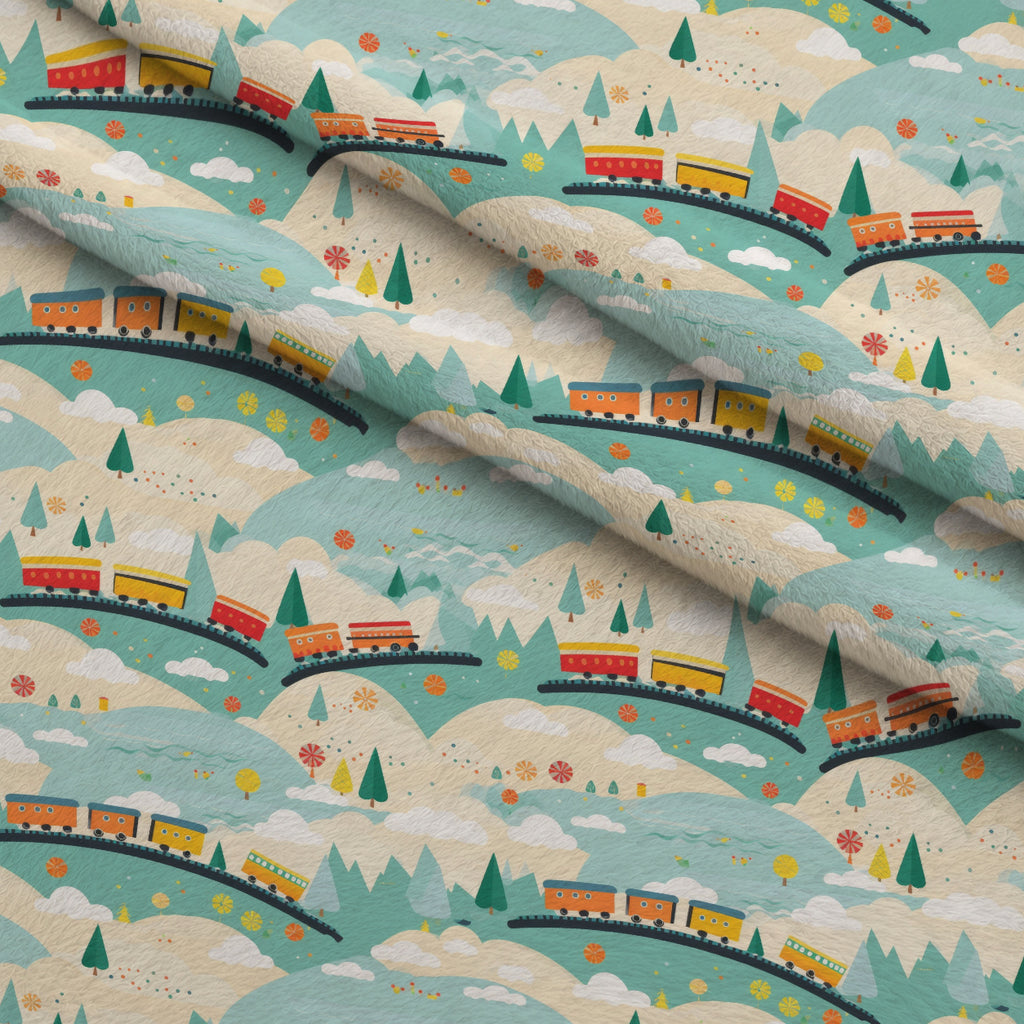 Choo Choo Village Pattern 20 Minky Fabric — plush minky folded close-up preview (mv-minky-v1:lying)