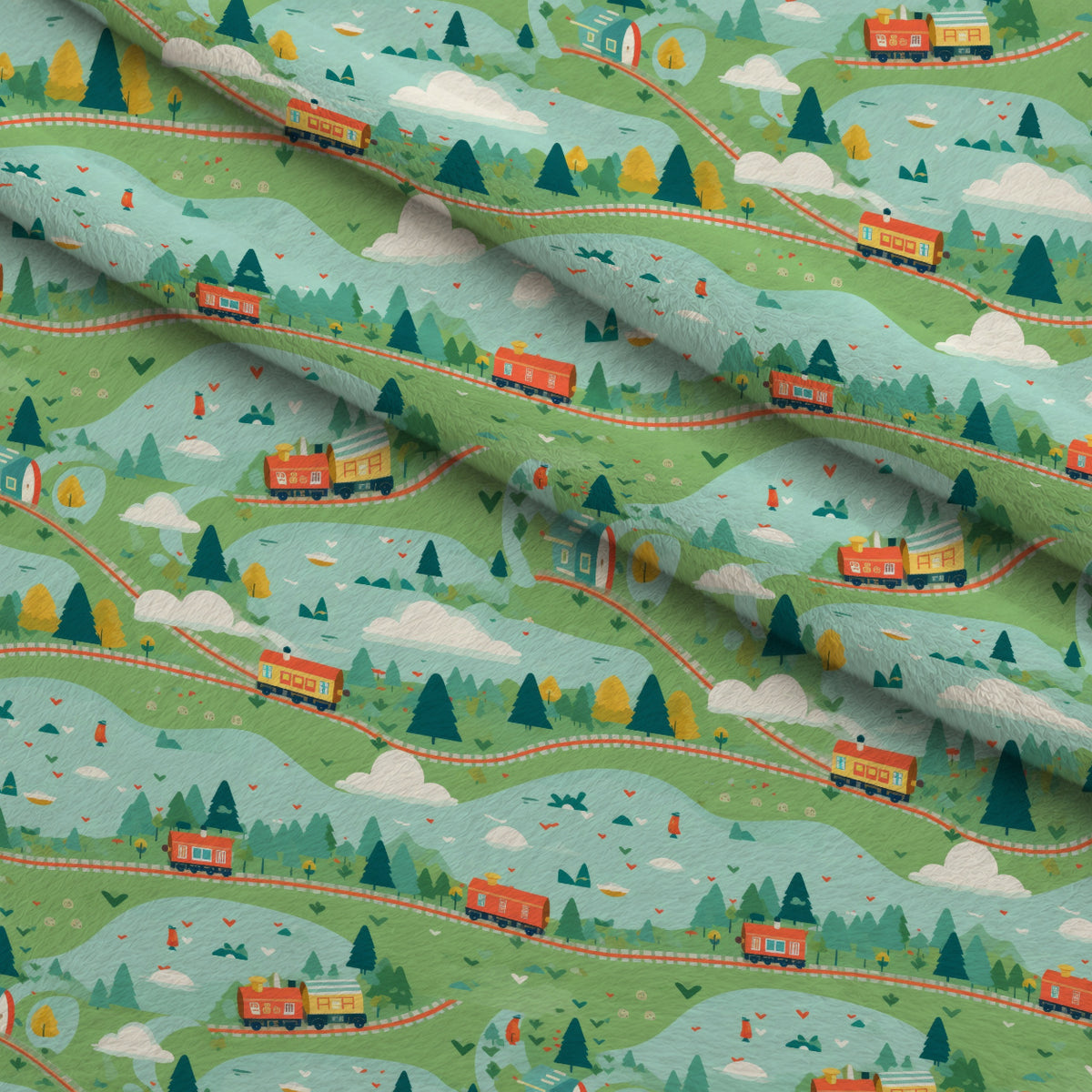 Choo Choo Village Pattern 21 Minky Fabric — plush minky folded close-up preview (mv-minky-v1:lying)