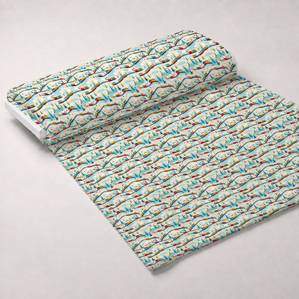 Choo Choo Village Pattern 22 Minky Fabric — plush minky unrolled bolt preview (mv-minky-v1:bolt)
