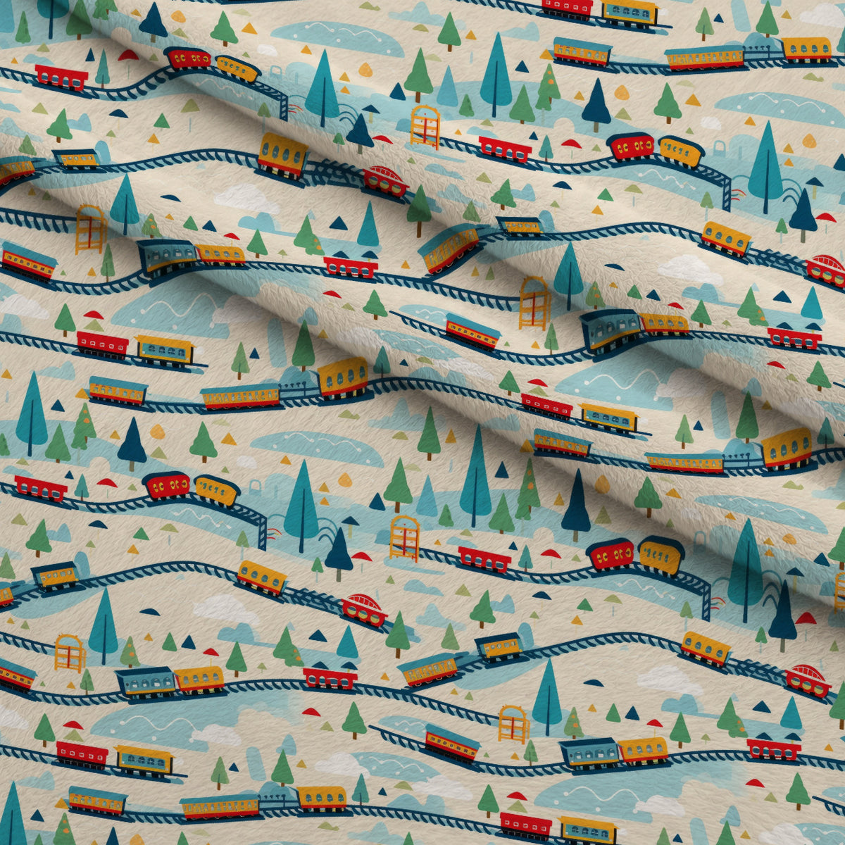 Choo Choo Village Pattern 22 Minky Fabric — plush minky folded close-up preview (mv-minky-v1:lying)