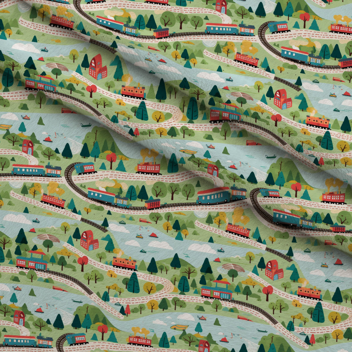 Choo Choo Village Pattern 26 Minky Fabric — plush minky folded close-up preview (mv-minky-v1:lying)