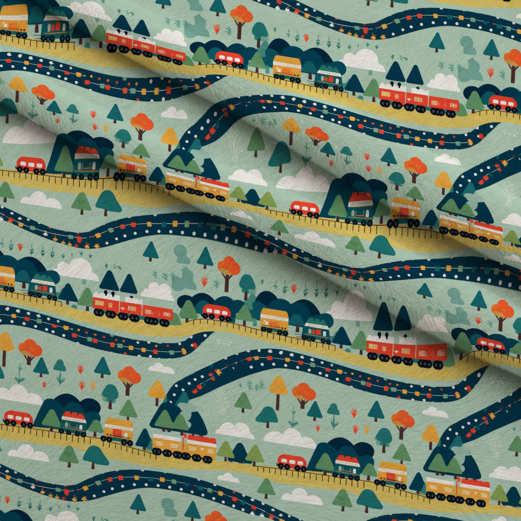 Choo Choo Village Pattern 4 Minky Fabric — plush minky folded close-up preview (mv-minky-v1:lying)
