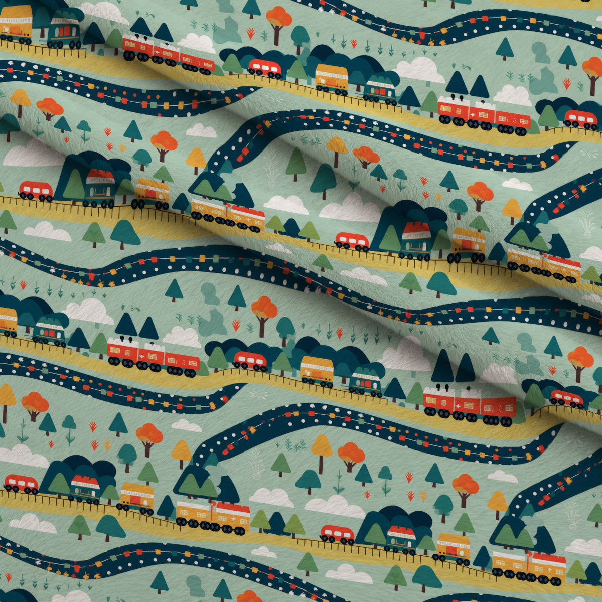 Choo Choo Village Pattern 4 Minky Fabric — plush minky folded close-up preview (mv-minky-v1:lying)