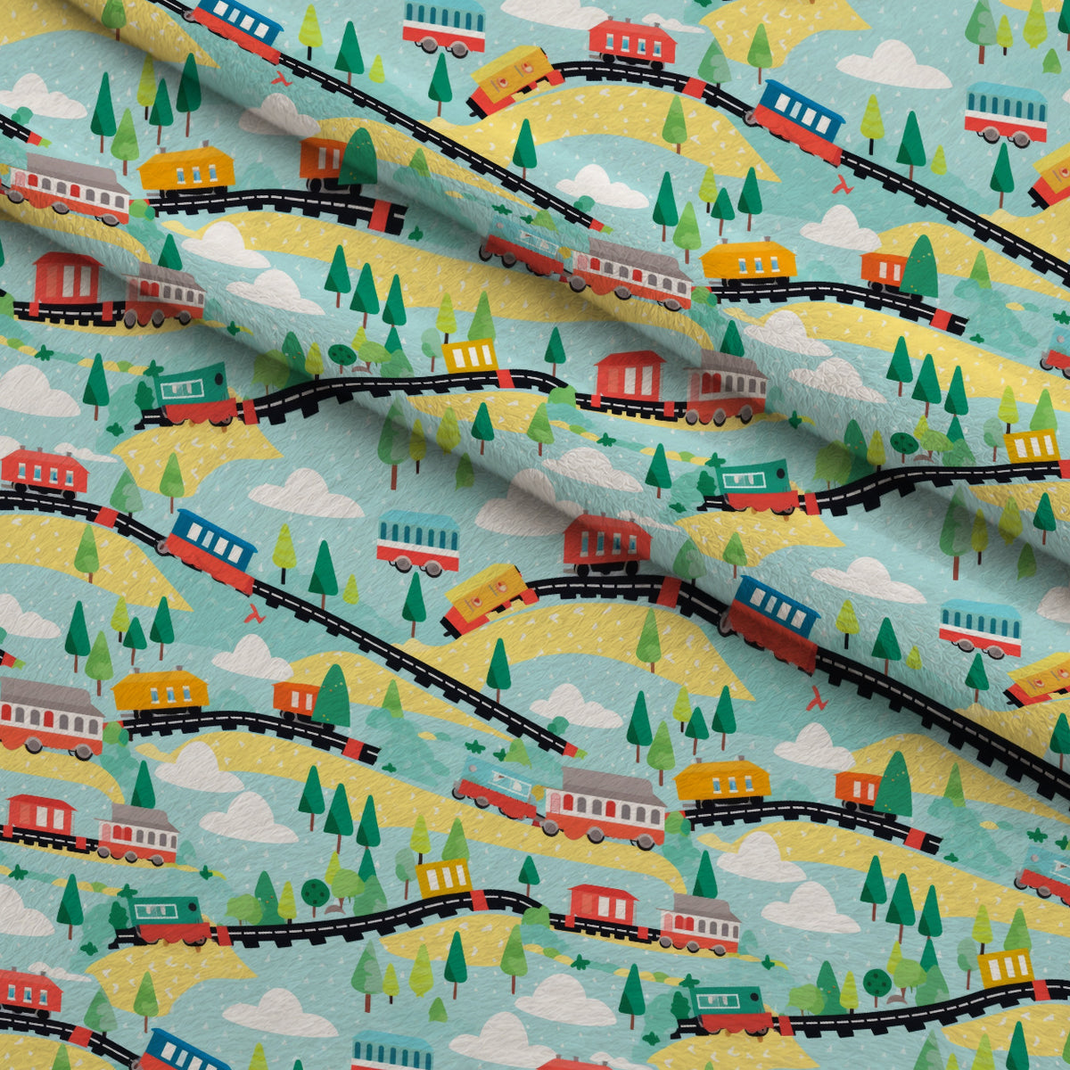Choo Choo Village Pattern 9 Minky Fabric — plush minky folded close-up preview (mv-minky-v1:lying)