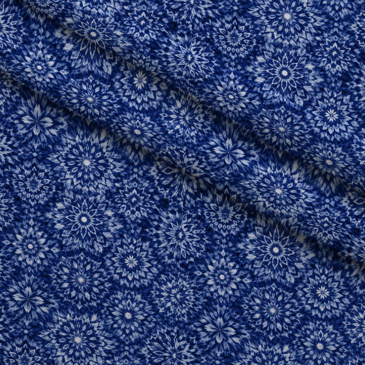 Cobalt Batik Blooms Pattern 28 Minky Fabric — plush minky folded close-up preview (mv-minky-v1:lying)