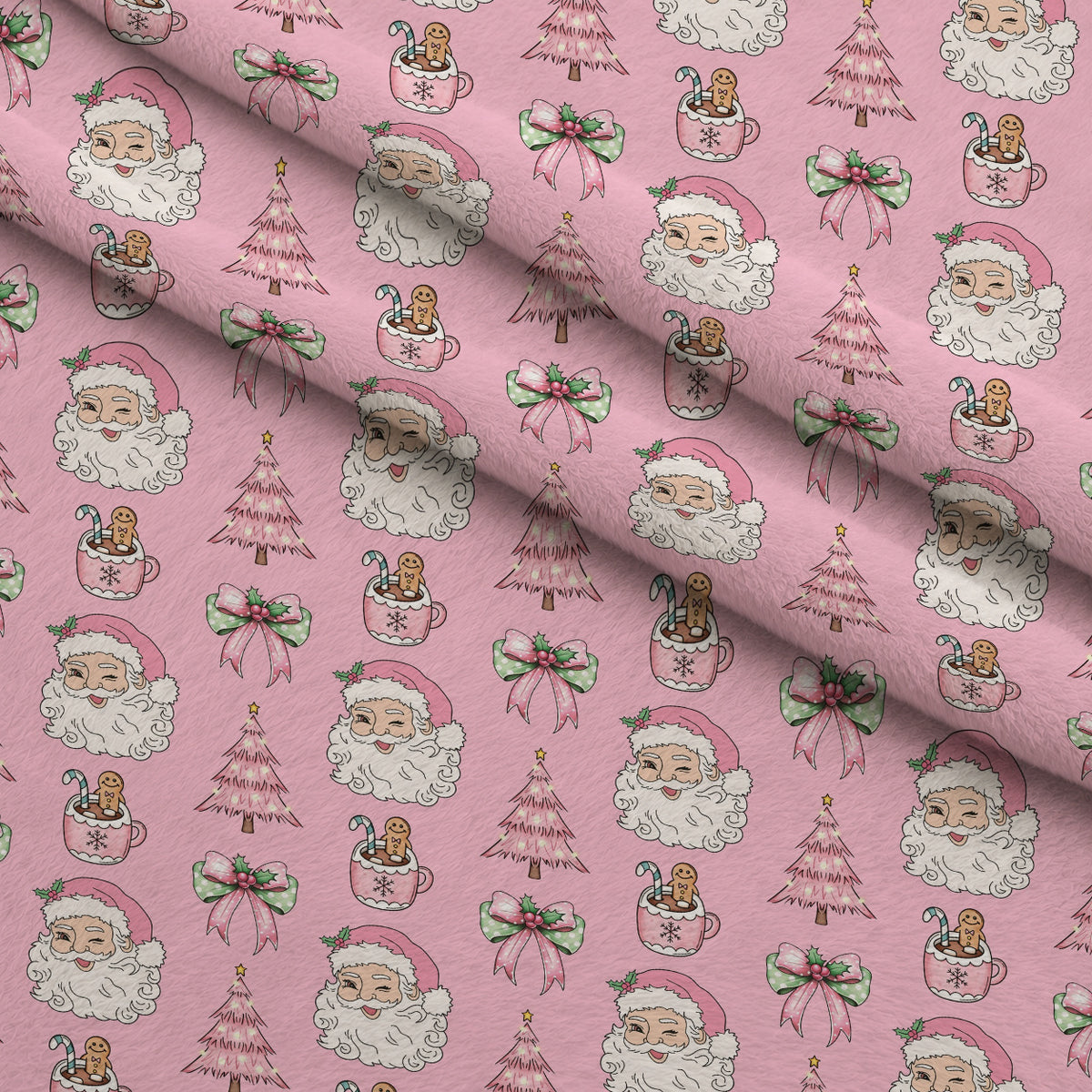 Coquette Christmas Santa Minky Fabric — plush minky folded close-up preview (mv-minky-v1:lying)