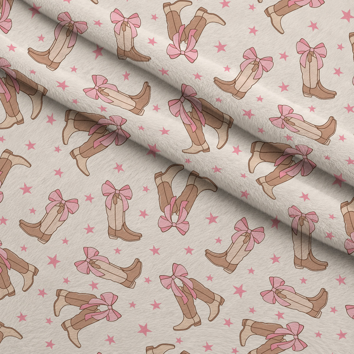Coquette Cowgirl Boots Minky Fabric — plush minky folded close-up preview (mv-minky-v1:lying)