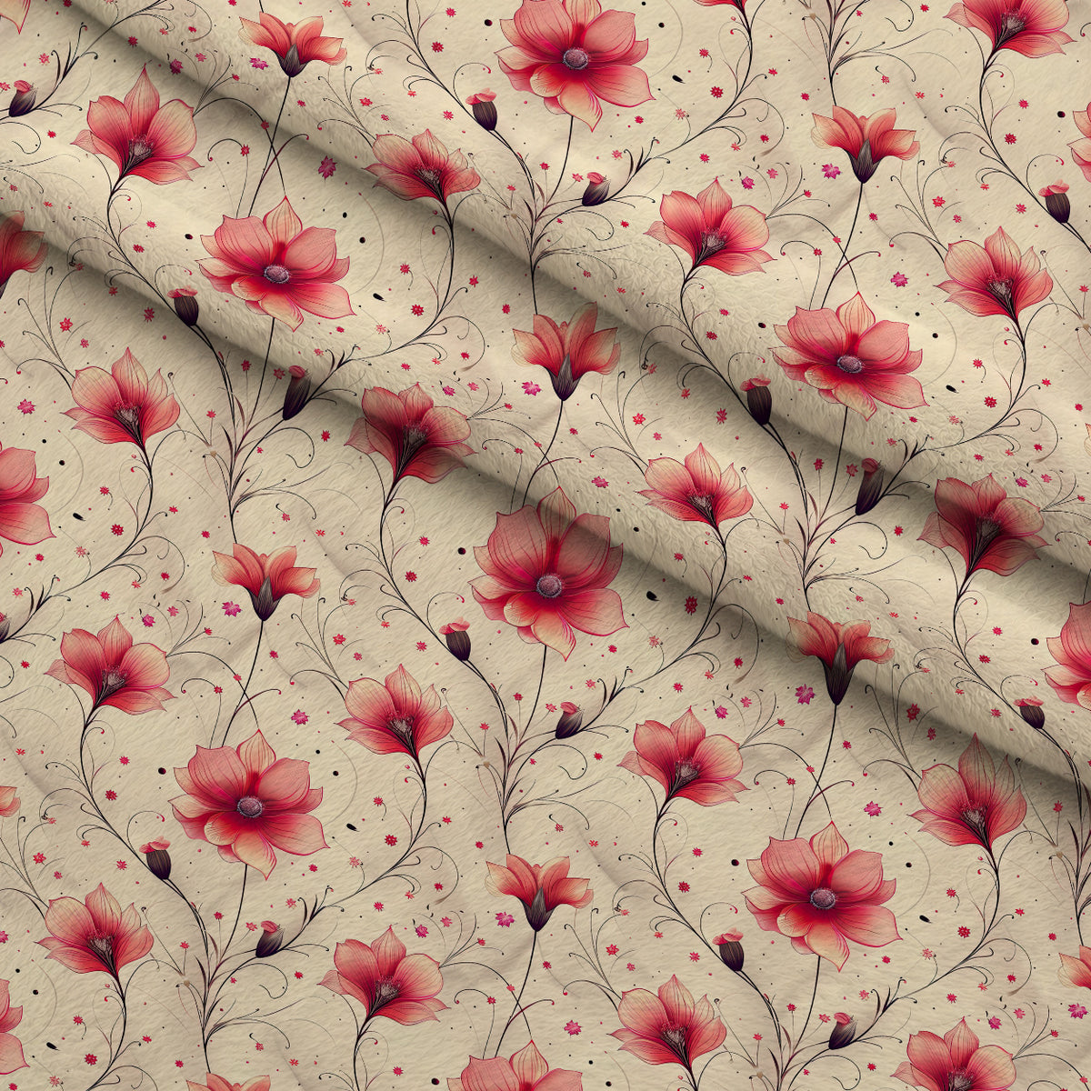 Coral Garden Glow Pattern 1 Minky Fabric — plush minky folded close-up preview (mv-minky-v1:lying)