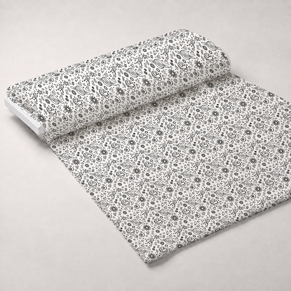Cosmic Lab Doodles Pattern 1 Minky Fabric — plush minky unrolled bolt preview (mv-minky-v1:bolt)