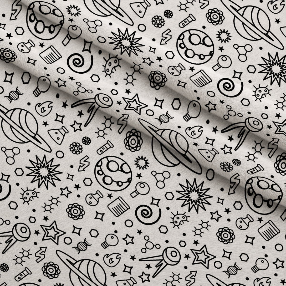 Cosmic Lab Doodles Pattern 1 Minky Fabric — plush minky folded close-up preview (mv-minky-v1:lying)