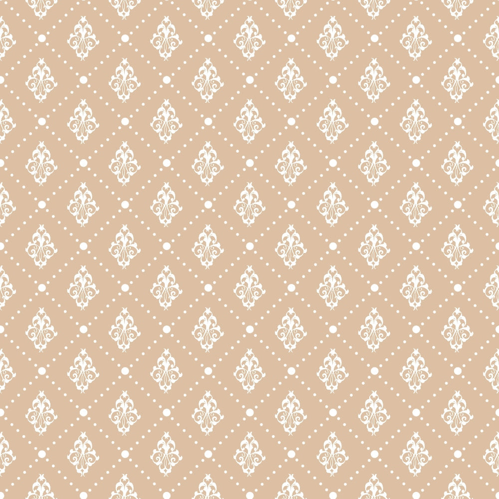 beige, cream, white, damask motifs, ornate flourishes, decorative scrollwork, polka dots, geometric pattern, repeating design, vintage style, elegant motifs,, fabric panel, country christmas, seasonal fabric, intricate details, dotted background, coordinating pattern, crafting material, sewing fabric