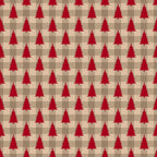 burgundy red, cream beige, taupe brown, christmas trees, evergreen silhouettes, plaid background, checkered pattern, geometric design, holiday theme, winter motif,, fabric panel, repeating pattern, festive colors, pine trees, country style, rustic charm, seasonal fabric, christmas crafting, cozy atmosphere
