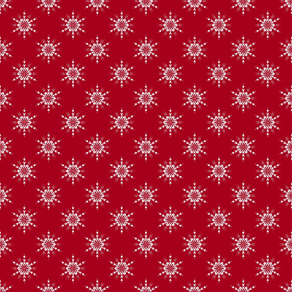red fabric, white snowflakes, crimson background, winter pattern, snowflake motifs, geometric snowflakes,, fabric panel, christmas fabric, holiday pattern, festive design, winter theme, repeated pattern, small scale print, country style, seasonal fabric, cotton material, craft fabric, sewing material