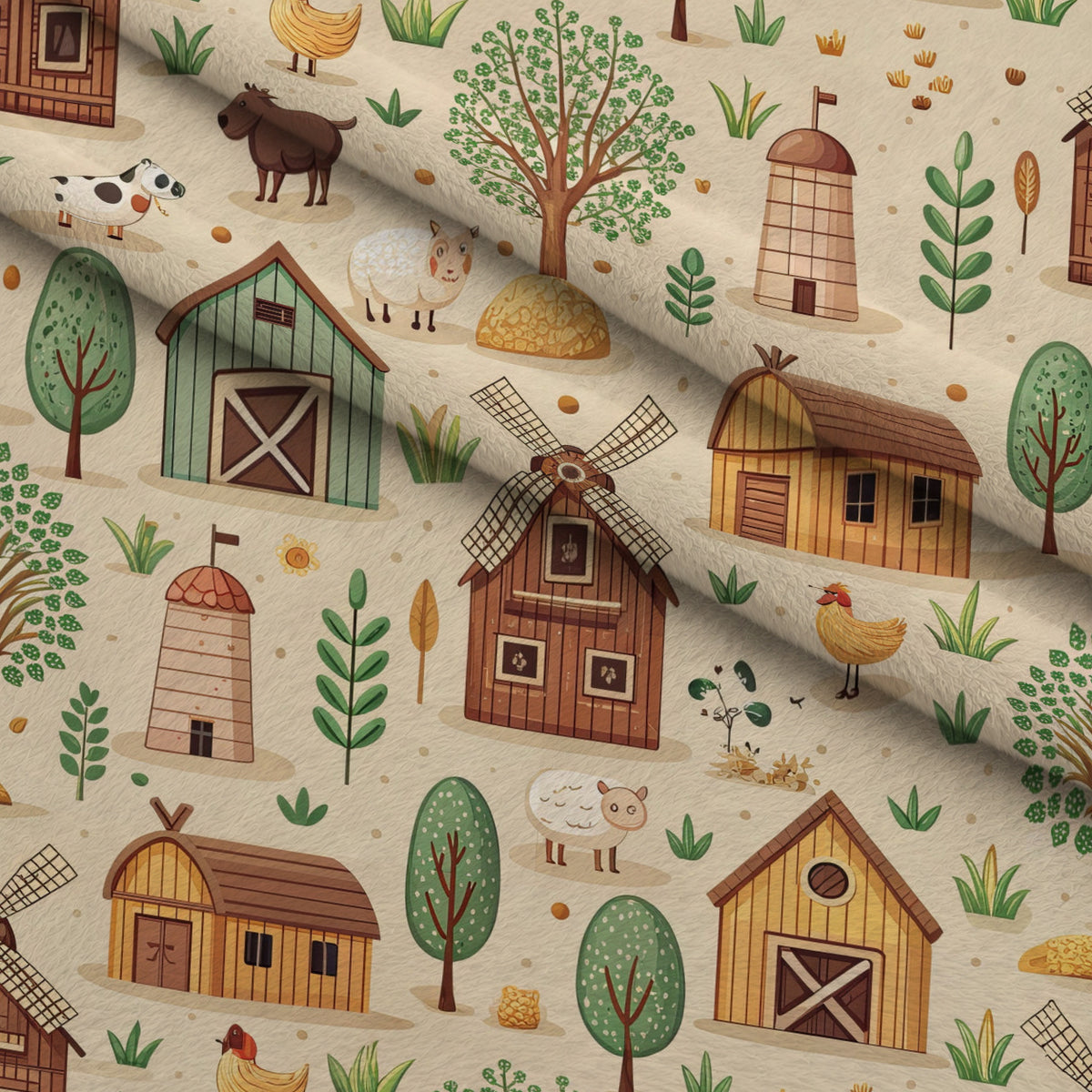 Countryside Charm Pattern 1 Minky Fabric — plush minky folded close-up preview (mv-minky-v1:lying)