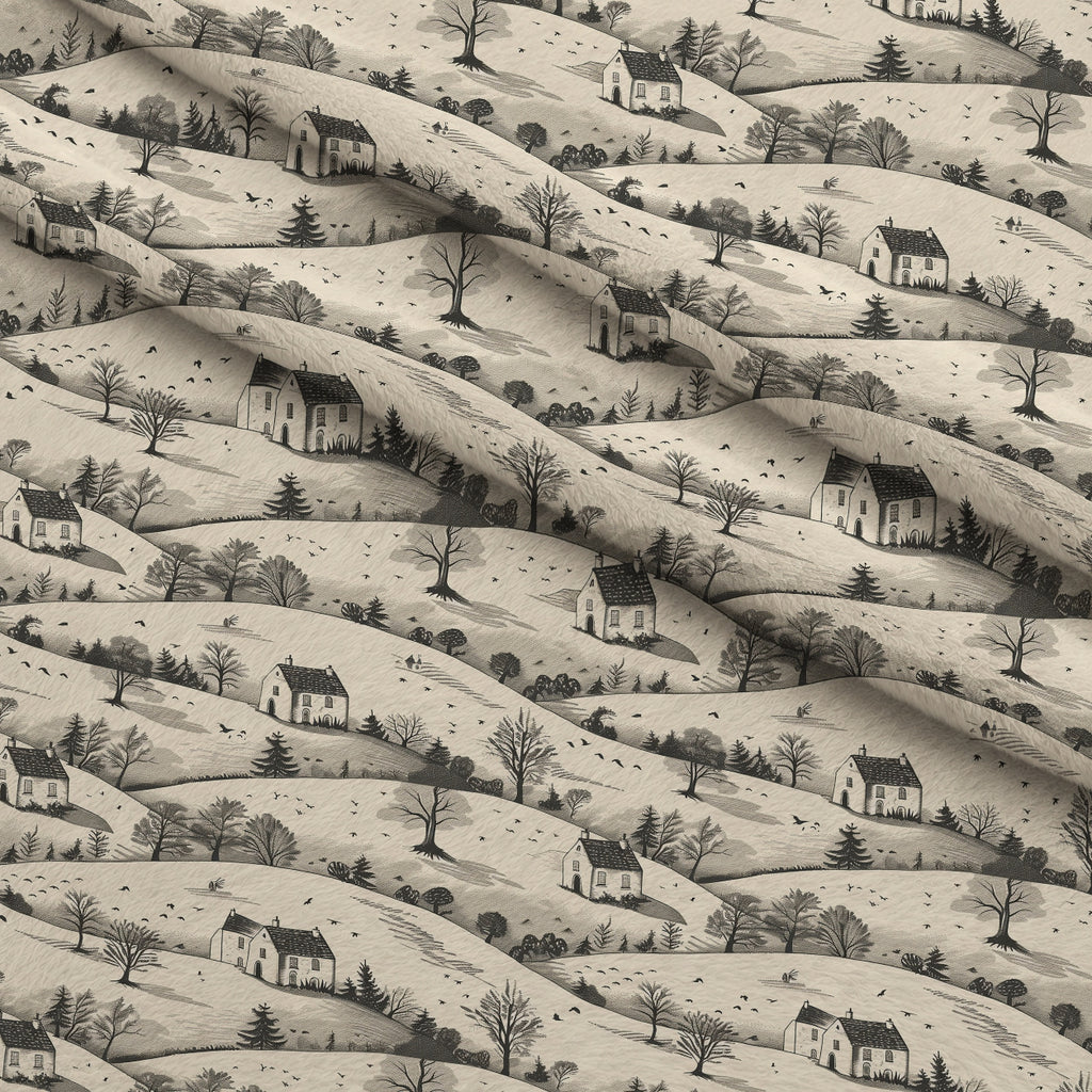 Countryside Cottages Pattern 2 Minky Fabric — plush minky folded close-up preview (mv-minky-v1:lying)