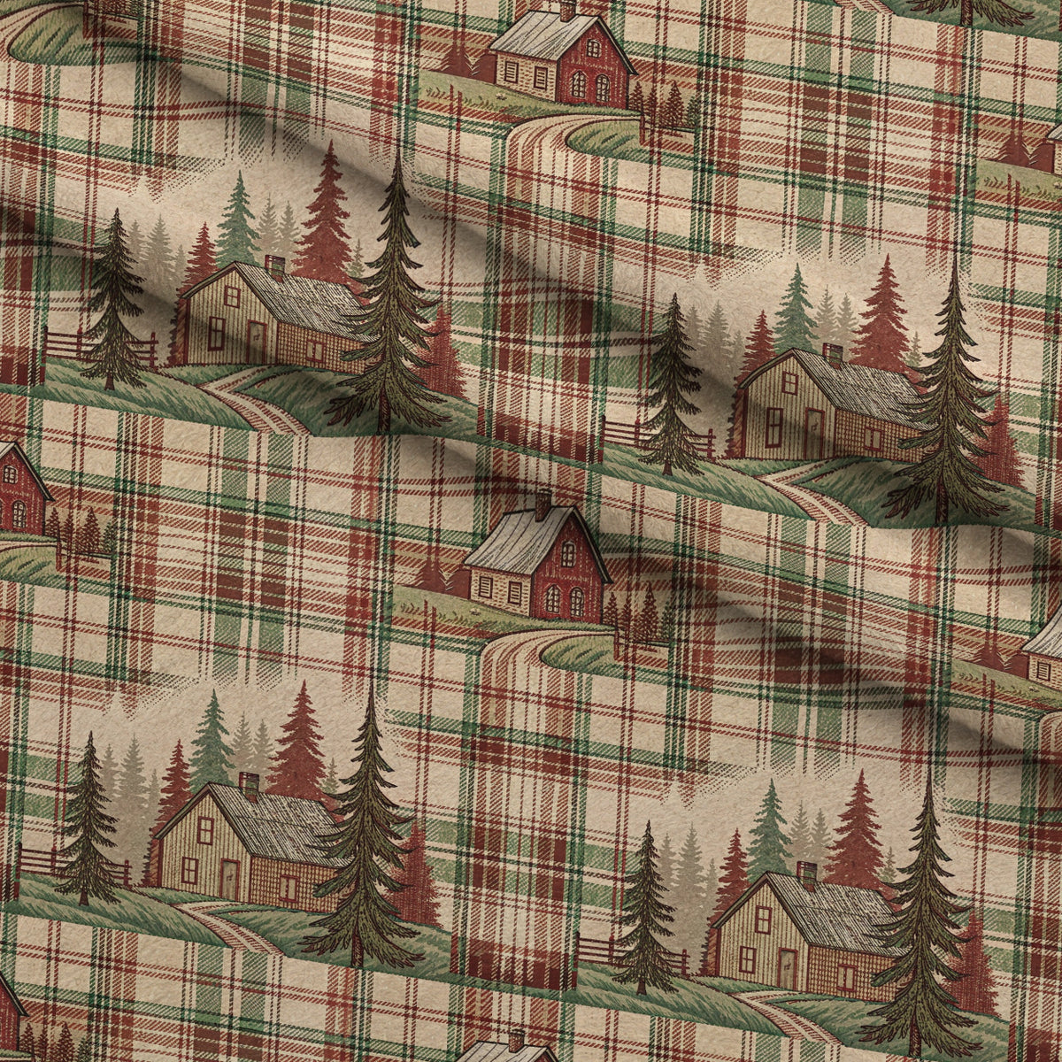 Cozy Cabin Tartan Pattern 9 Minky Fabric — plush minky folded close-up preview (mv-minky-v1:lying)
