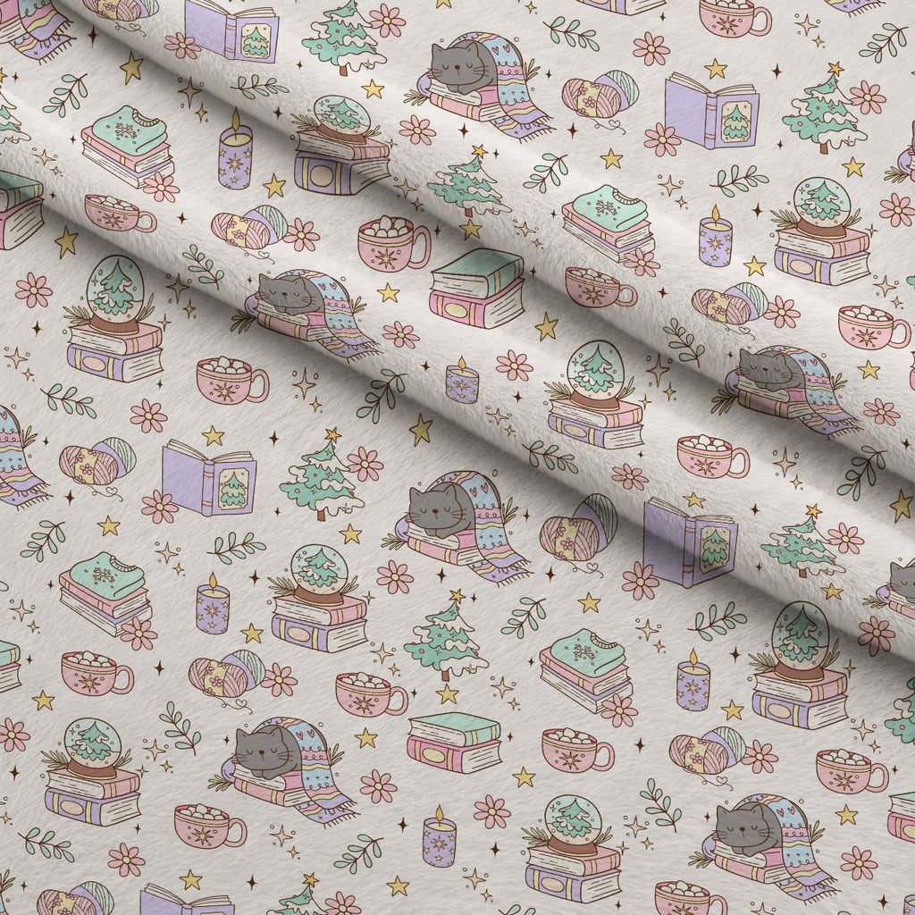 Cozy Cats Pattern Minky Fabric — plush minky folded close-up preview (mv-minky-v1:lying)