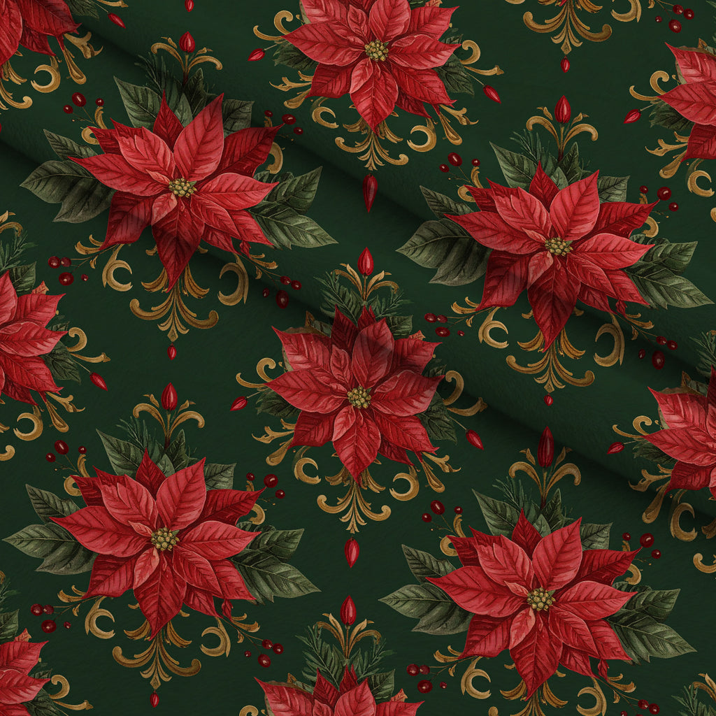 Crimson Boughs and Gold Pattern 1 Minky Fabric — plush minky folded close-up preview (mv-minky-v1:lying)