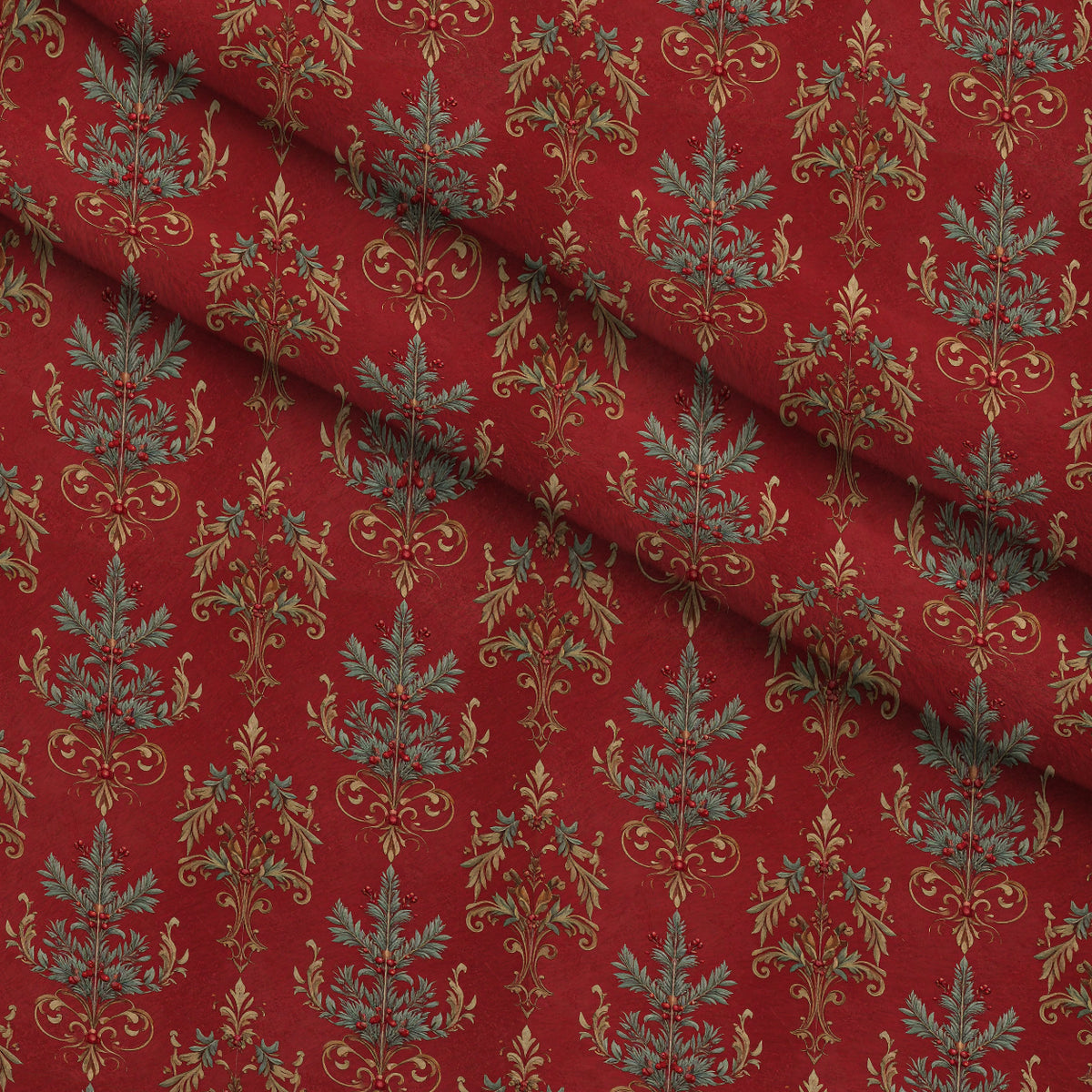 Crimson Boughs and Gold Pattern 10 Minky Fabric — plush minky folded close-up preview (mv-minky-v1:lying)
