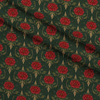 Crimson Boughs and Gold Pattern 11 Minky Fabric — plush minky folded close-up preview (mv-minky-v1:lying)