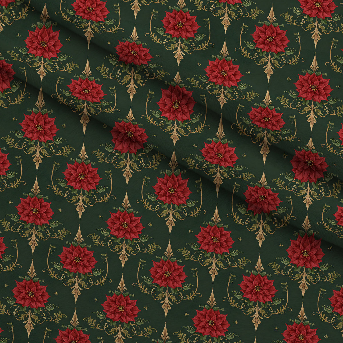 Crimson Boughs and Gold Pattern 11 Minky Fabric — plush minky folded close-up preview (mv-minky-v1:lying)