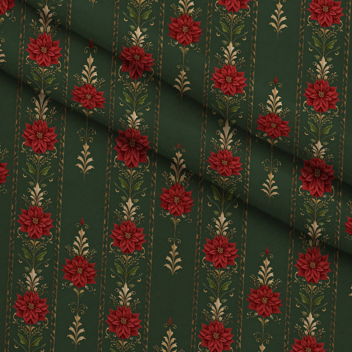 Crimson Boughs and Gold Pattern 12 Minky Fabric — plush minky folded close-up preview (mv-minky-v1:lying)