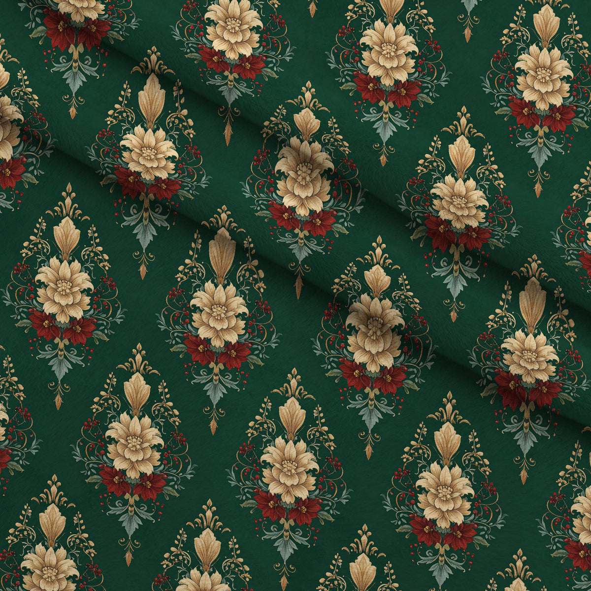 Crimson Boughs and Gold Pattern 13 Minky Fabric — plush minky folded close-up preview (mv-minky-v1:lying)