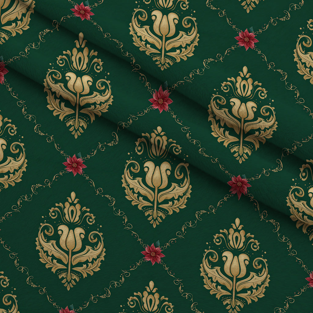 Crimson Boughs and Gold Pattern 14 Minky Fabric — plush minky folded close-up preview (mv-minky-v1:lying)