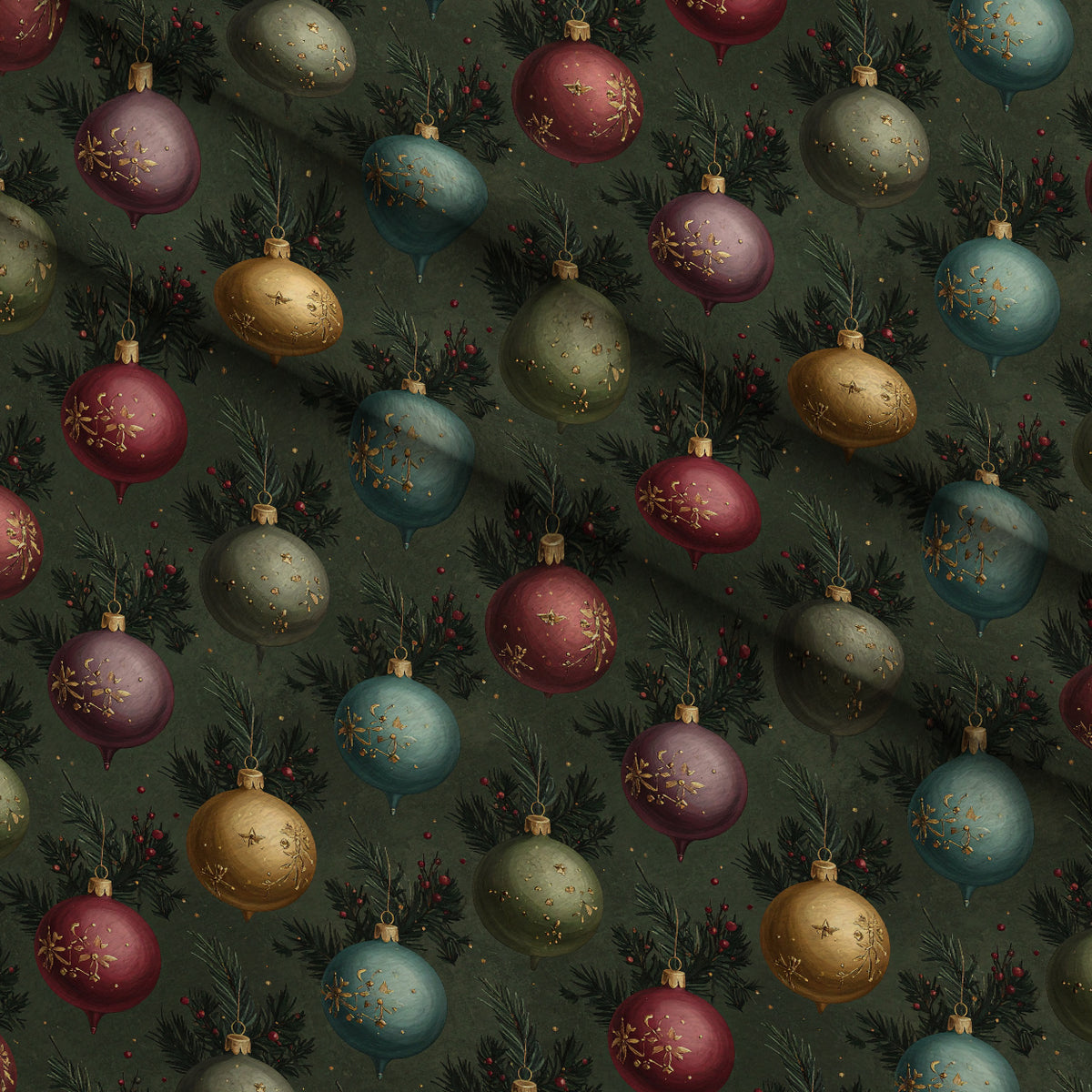 Crimson Boughs and Gold Pattern 16 Minky Fabric — plush minky folded close-up preview (mv-minky-v1:lying)