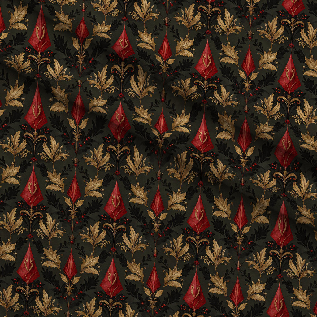 Crimson Boughs and Gold Pattern 18 Minky Fabric — plush minky folded close-up preview (mv-minky-v1:lying)