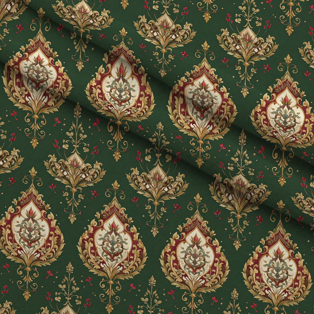 Crimson Boughs and Gold Pattern 20 Minky Fabric — plush minky folded close-up preview (mv-minky-v1:lying)