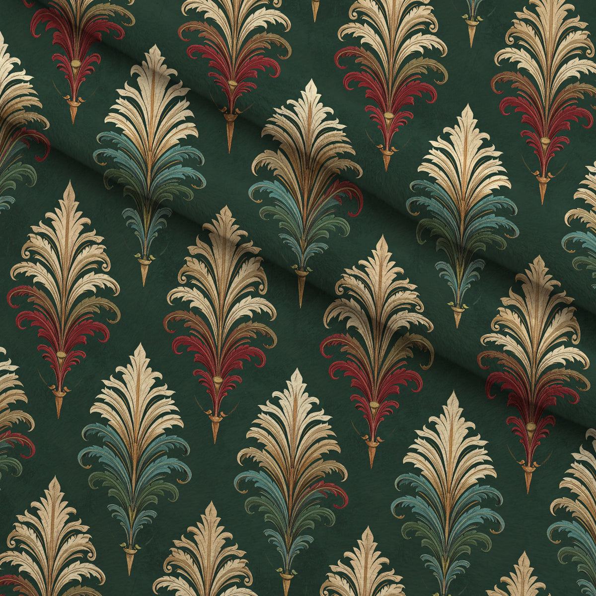 Crimson Boughs and Gold Pattern 22 Minky Fabric — plush minky folded close-up preview (mv-minky-v1:lying)